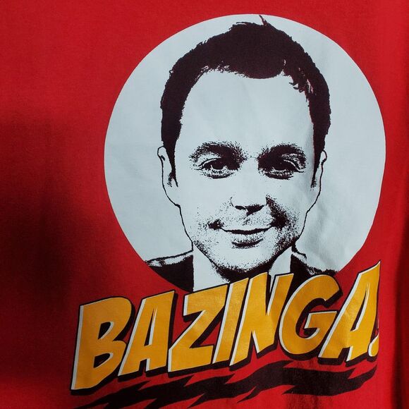 Bazinga Big Bang Theory Flash Sheldon T Shirt Warner Brothers Red Size XL - Picture 2 of 5